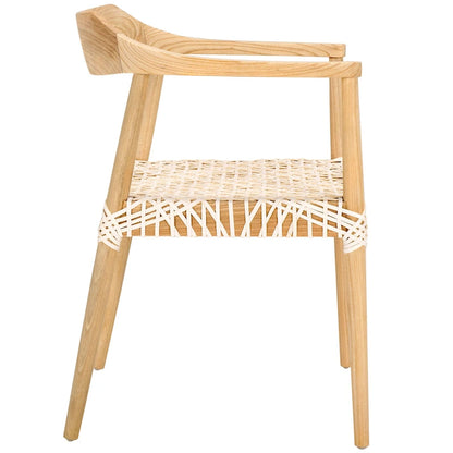 Munro Wanda Woven Leather & Solid Wood Accent Chair (Fully Assembled) - 22 W x 20.5 L x 28.5 H - 22Wx21Dx29H