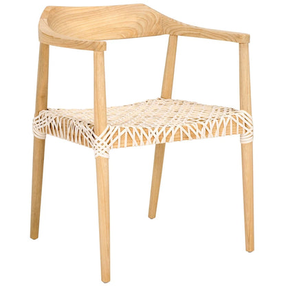 Munro Wanda Woven Leather & Solid Wood Accent Chair (Fully Assembled) - 22 W x 20.5 L x 28.5 H - 22Wx21Dx29H