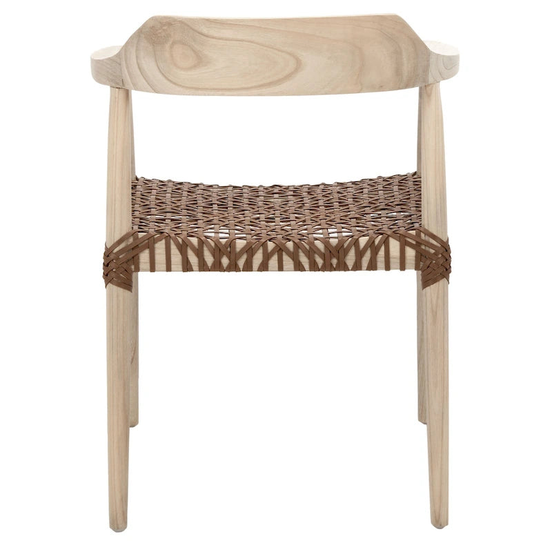 Munro Wanda Woven Leather & Solid Wood Accent Chair (Fully Assembled) - 22 W x 20.5 L x 28.5 H - 22Wx21Dx29H