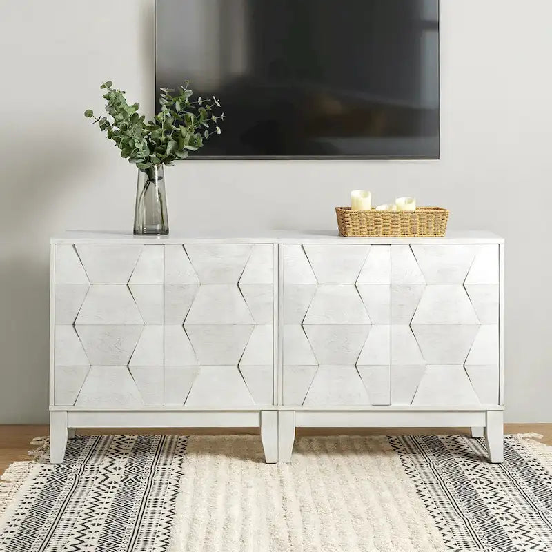 Martina Modern 2-door Ample Storage Cabinet With Adjustable Shelves Set Of 2 By HULALA HOME