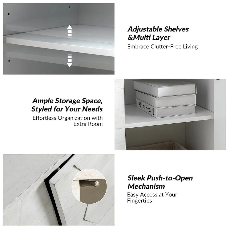 Martina Modern 2-door Ample Storage Cabinet With Adjustable Shelves Set Of 2 By HULALA HOME