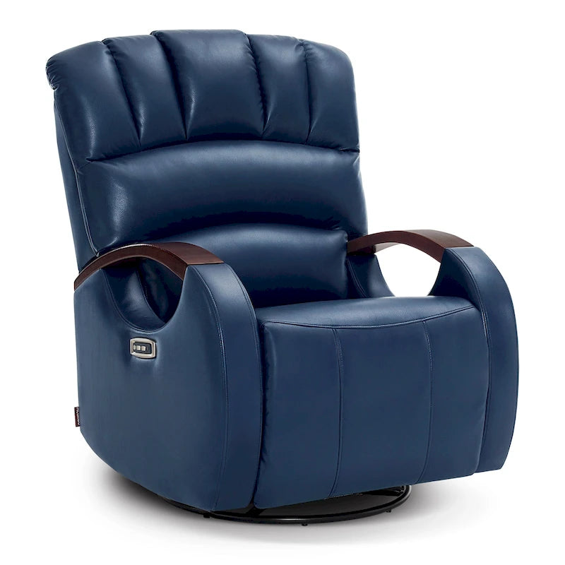 MCombo Power Swivel Glider Rocker Recliner with Adjustable Headrest for Nursery, Faux Leather PR616