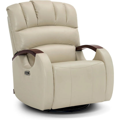 MCombo Power Swivel Glider Rocker Recliner with Adjustable Headrest for Nursery, Faux Leather PR616