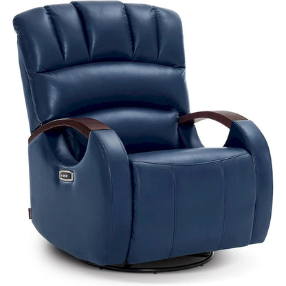 MCombo Power Swivel Glider Rocker Recliner with Adjustable Headrest for Nursery, Faux Leather PR616