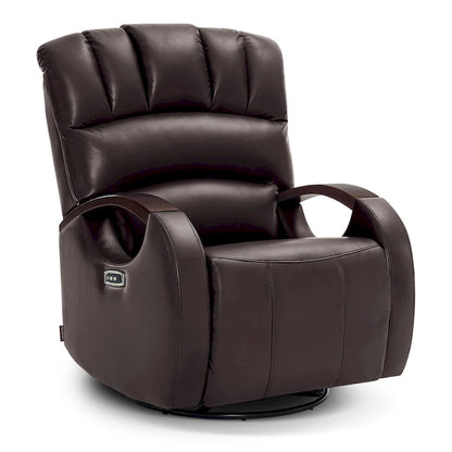 MCombo Power Swivel Glider Rocker Recliner with Adjustable Headrest for Nursery, Faux Leather PR616