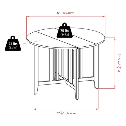 5-Pc Round Drop Leaf Table with Ladder-back Chairs, Walnut