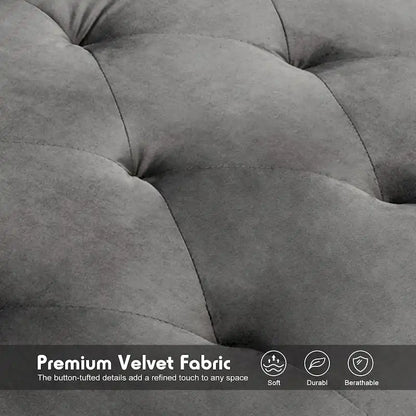 Convertible Velvet Sofa Couch, Sectional Sofa with Ottoman, Mid-Century Futon Sofa Bed - 32D x 100.7W x 29.9H