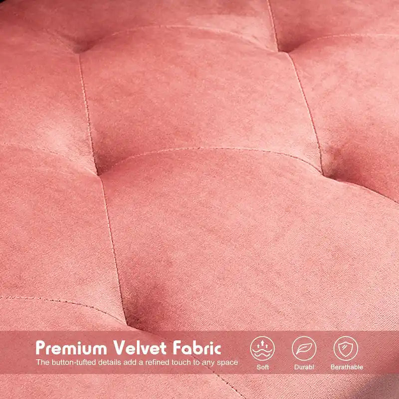 Convertible Velvet Sofa Couch, Sectional Sofa with Ottoman, Mid-Century Futon Sofa Bed - 32D x 100.7W x 29.9H
