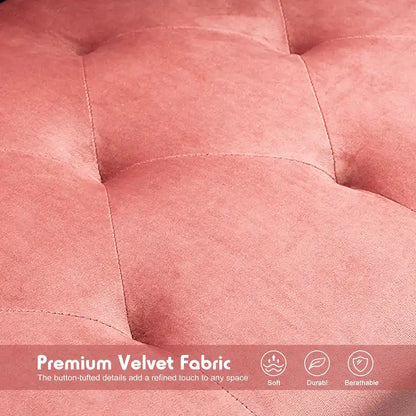 Convertible Velvet Sofa Couch, Sectional Sofa with Ottoman, Mid-Century Futon Sofa Bed - 32D x 100.7W x 29.9H