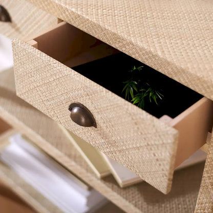 SAFAVIEH Iza Light Natural Raffia/ Gold Console Table - 31 W x 14 L x 30 H - 31Wx14Dx30H