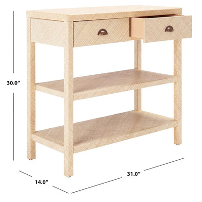 SAFAVIEH Iza Light Natural Raffia/ Gold Console Table - 31 W x 14 L x 30 H - 31Wx14Dx30H