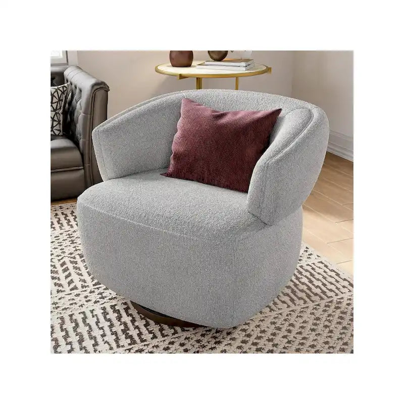 Fully Assembled Upholstered Swivel Barrel Chair