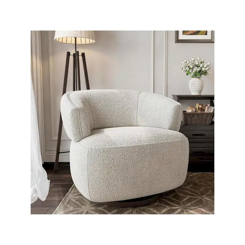 Fully Assembled Upholstered Swivel Barrel Chair