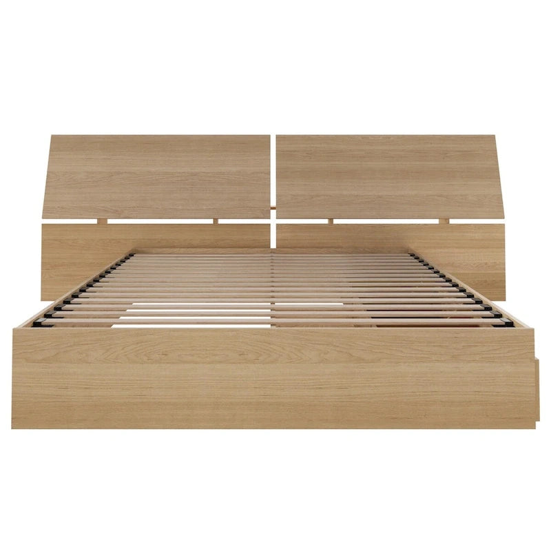 Nordik Storage Bed and Panoramic Headboard, Natural Maple