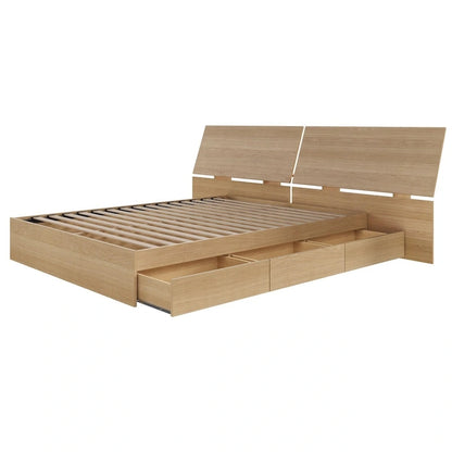 Nordik Storage Bed and Panoramic Headboard, Natural Maple