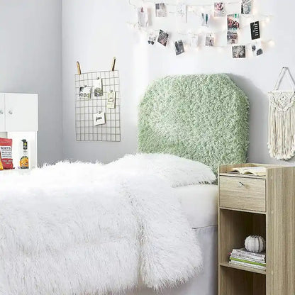 Mo' Fluffy Feathers College Headboard with Legs - Plush Texture