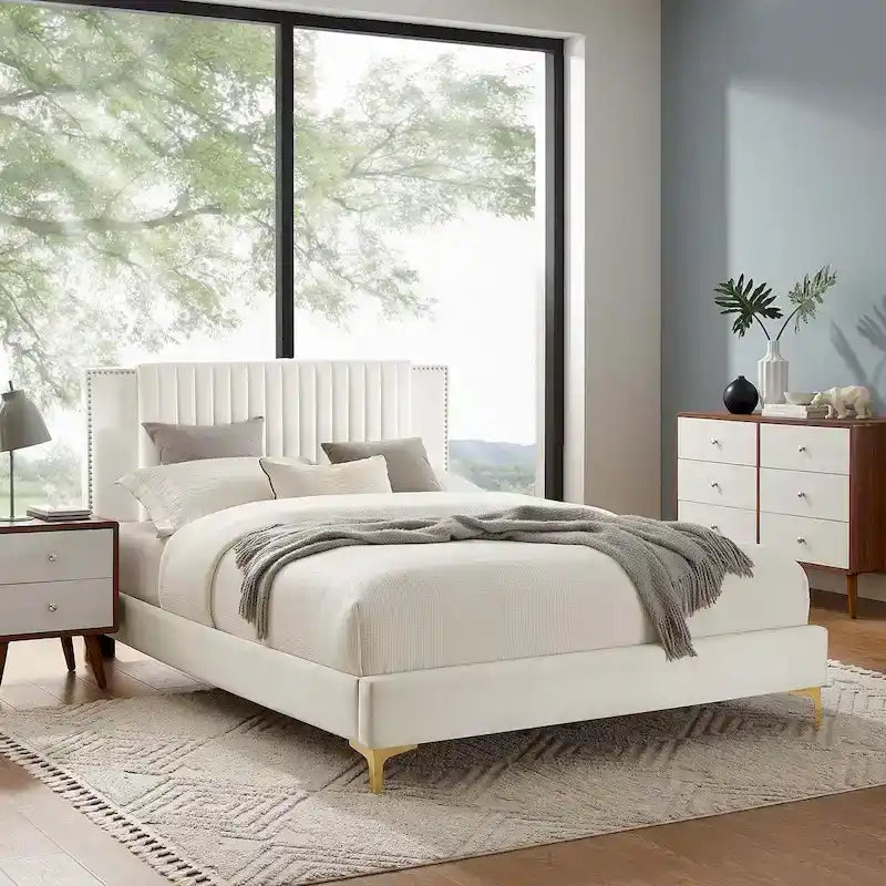 Zahra Channel Tufted Performance Velvet Full Platform Bed