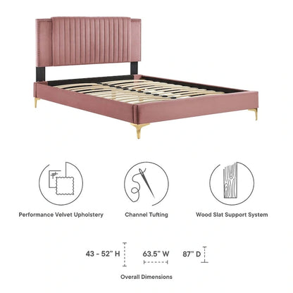 Zahra Channel Tufted Performance Velvet Full Platform Bed