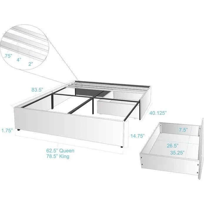 Mammoth Upholstered Platform 2 Drawer Storage Bed