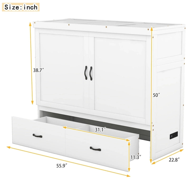 Murphy Bed with USB Port and a Large Drawer