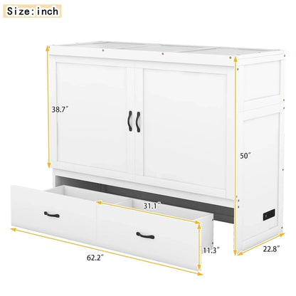 Murphy Bed with USB Port and a Large Drawer