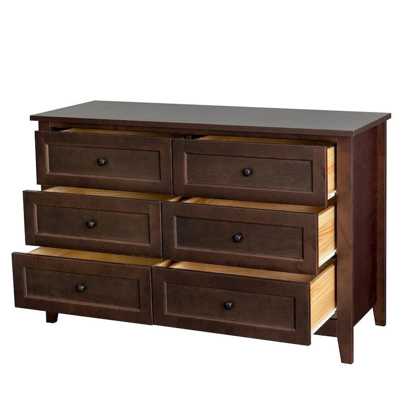 6 Drawer Dresser Bar Storge Cabinet Lockers with Retro Round Handle