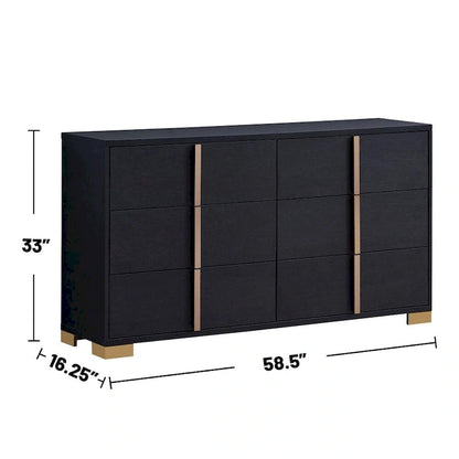 6 Drawers Wooden Dresser with Metal Hardware