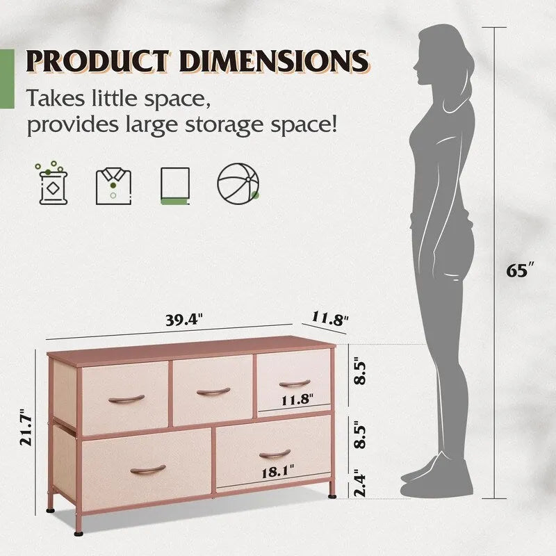 Dresser for Bedroom with 5 Drawers