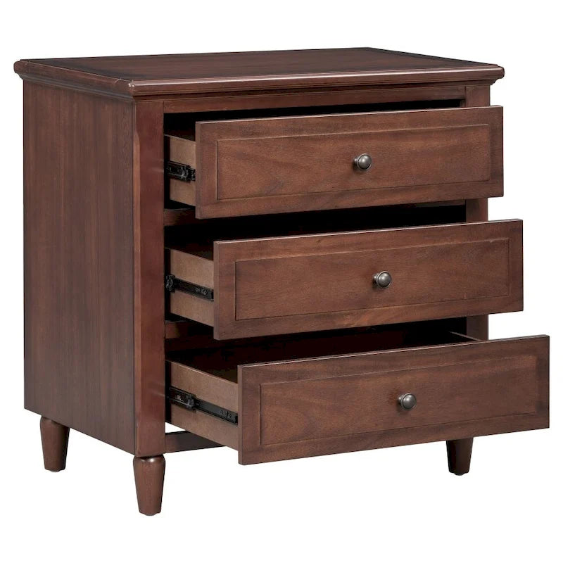 3-Drawer Nightstand Storage Wood Cabinet