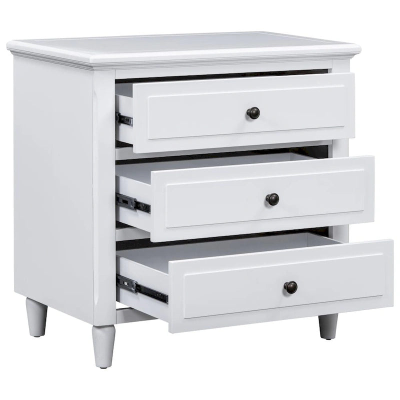3-Drawer Nightstand Storage Wood Cabinet