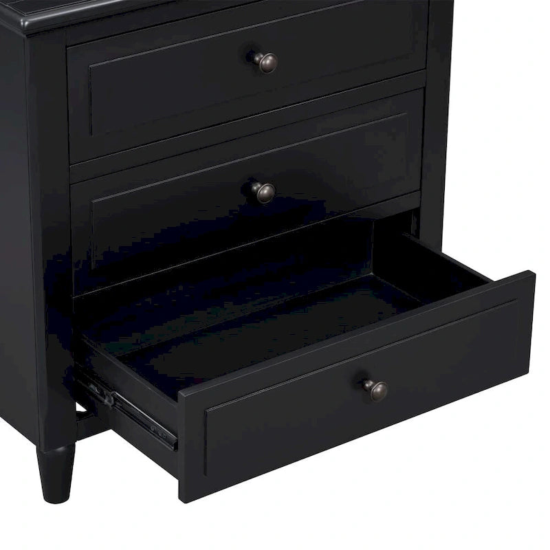 3-Drawer Nightstand Storage Wood Cabinet