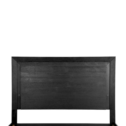 Furniture of America Alaric Modern Black Solid Wood Panel Bed with LED Light Headboard