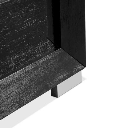 Furniture of America Alaric Modern Black Solid Wood Panel Bed with LED Light Headboard