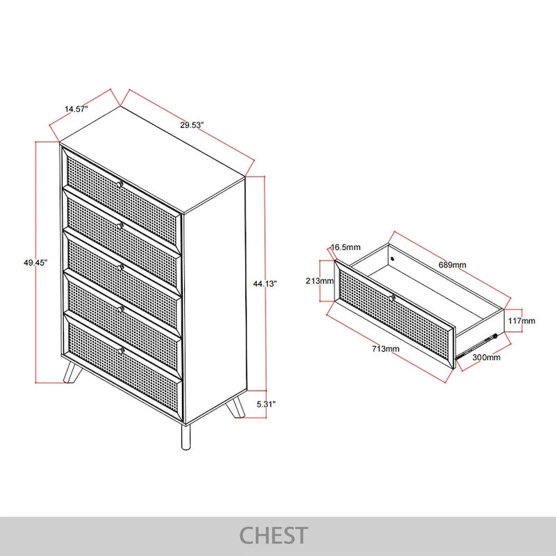 CraftPorch Mid-Century Modern Black Chest
