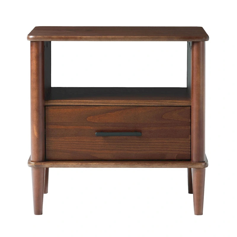 Transitional Solid Wood Spindle Nightstand for Living Room, Bedroom and Office