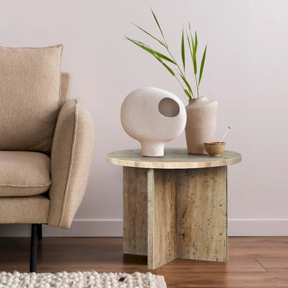 Cecil 17.75 Contemporary Natural Marble Handmade X-Shaped End Table, by JONATHAN Y.