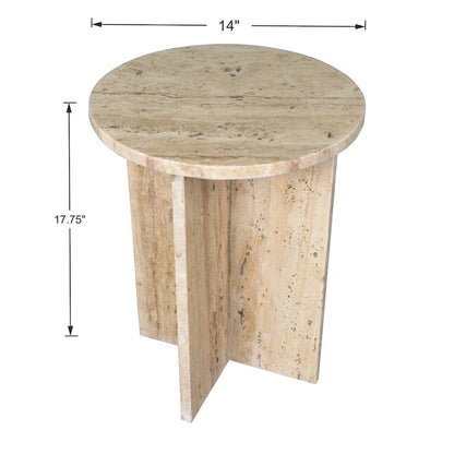 Cecil 17.75 Contemporary Natural Marble Handmade X-Shaped End Table, by JONATHAN Y.