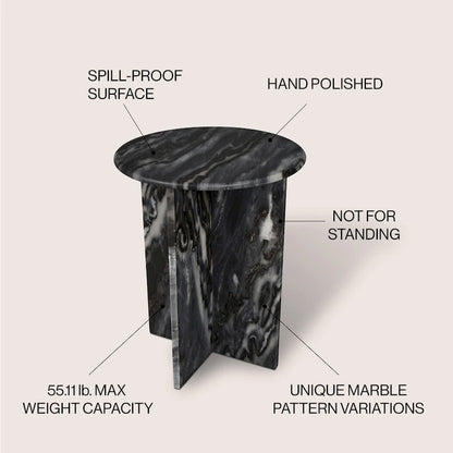 Cecil 17.75 Contemporary Natural Marble Handmade X-Shaped End Table, by JONATHAN Y.