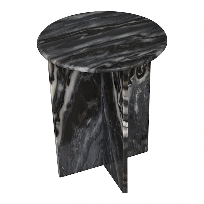 Cecil 17.75 Contemporary Natural Marble Handmade X-Shaped End Table, by JONATHAN Y.