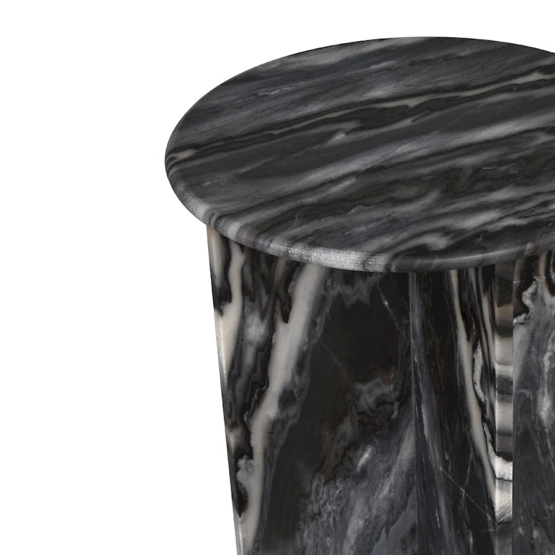 Cecil 17.75 Contemporary Natural Marble Handmade X-Shaped End Table, by JONATHAN Y.