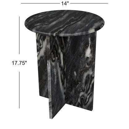 Cecil 17.75 Contemporary Natural Marble Handmade X-Shaped End Table, by JONATHAN Y.