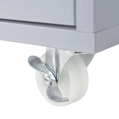 Rubberwood Kitchen Cart with Drop Leaf, Extended Table, 2 Fluted Glass Doors, LED Light and Power Outlet