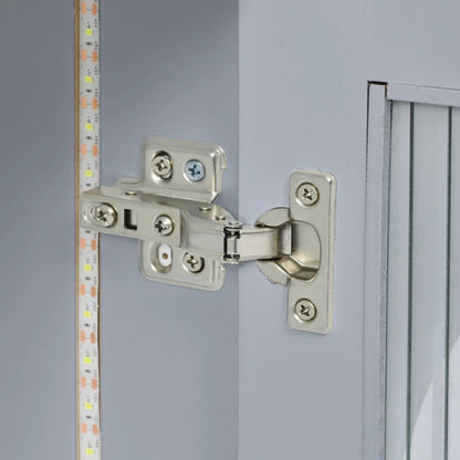 Rubberwood Kitchen Cart with Drop Leaf, Extended Table, 2 Fluted Glass Doors, LED Light and Power Outlet