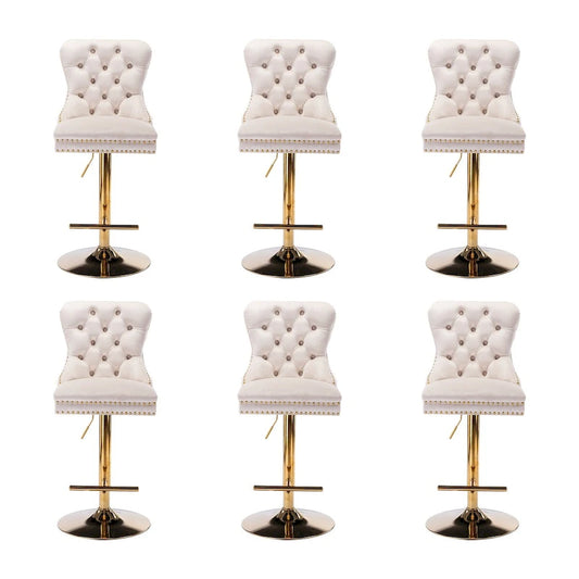 Thick Golden Swivel Velvet Bar Stools Set of 6