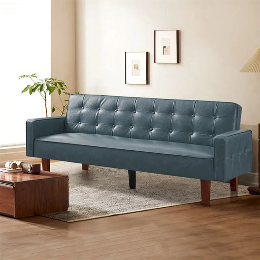 Sofa Bed Couch Faux Leather Loveseat Sofa Convertible Modern Futon Couch Small Sleeper Futons Bed