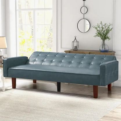 Sofa Bed Couch Faux Leather Loveseat Sofa Convertible Modern Futon Couch Small Sleeper Futons Bed