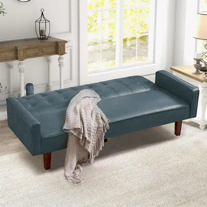 Sofa Bed Couch Faux Leather Loveseat Sofa Convertible Modern Futon Couch Small Sleeper Futons Bed
