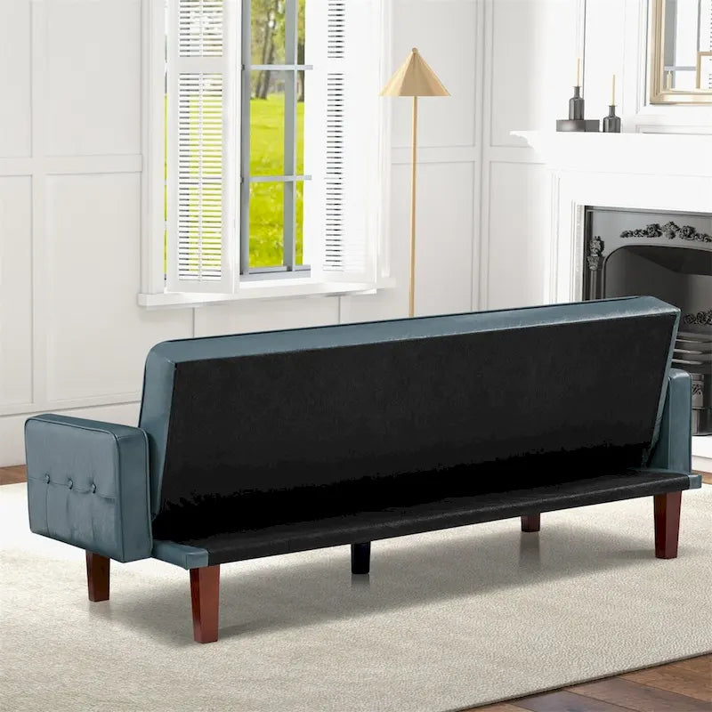 Sofa Bed Couch Faux Leather Loveseat Sofa Convertible Modern Futon Couch Small Sleeper Futons Bed