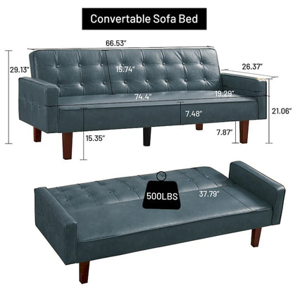 Sofa Bed Couch Faux Leather Loveseat Sofa Convertible Modern Futon Couch Small Sleeper Futons Bed