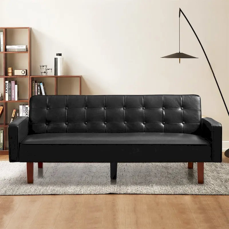 Sofa Bed Couch Faux Leather Loveseat Sofa Convertible Modern Futon Couch Small Sleeper Futons Bed